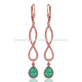 Gorgeouse Rose Gold Plated & Green Onyx Silver Earrings